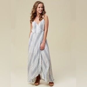 Women’s Altar’d State Striped Maxi Midi Wrap Dress, Size S.